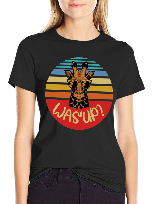 Funny Giraffe WasUp Graphic Mens T-Shirt