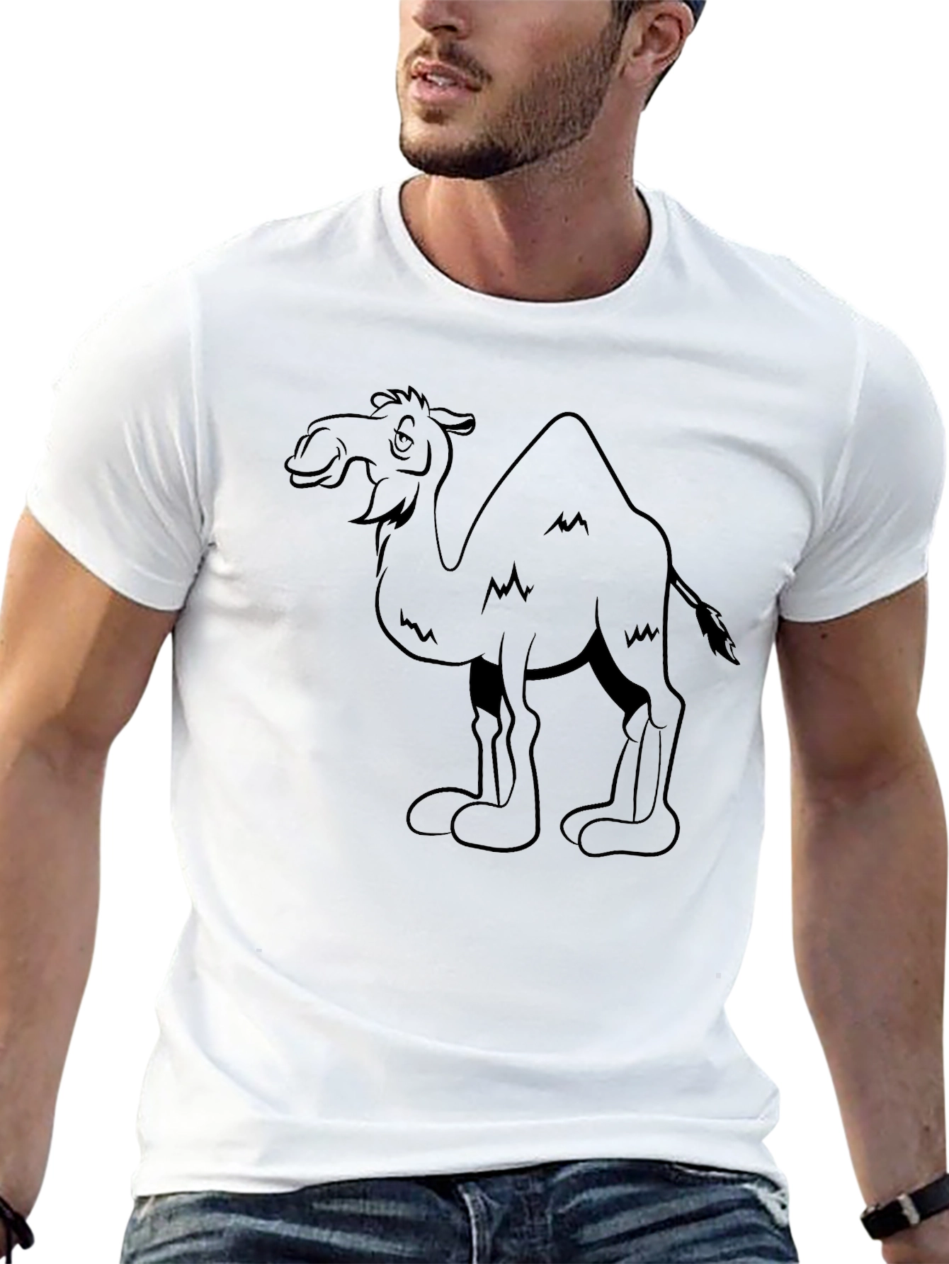 Camel Graphic Tee - Black Cotton T-Shirt