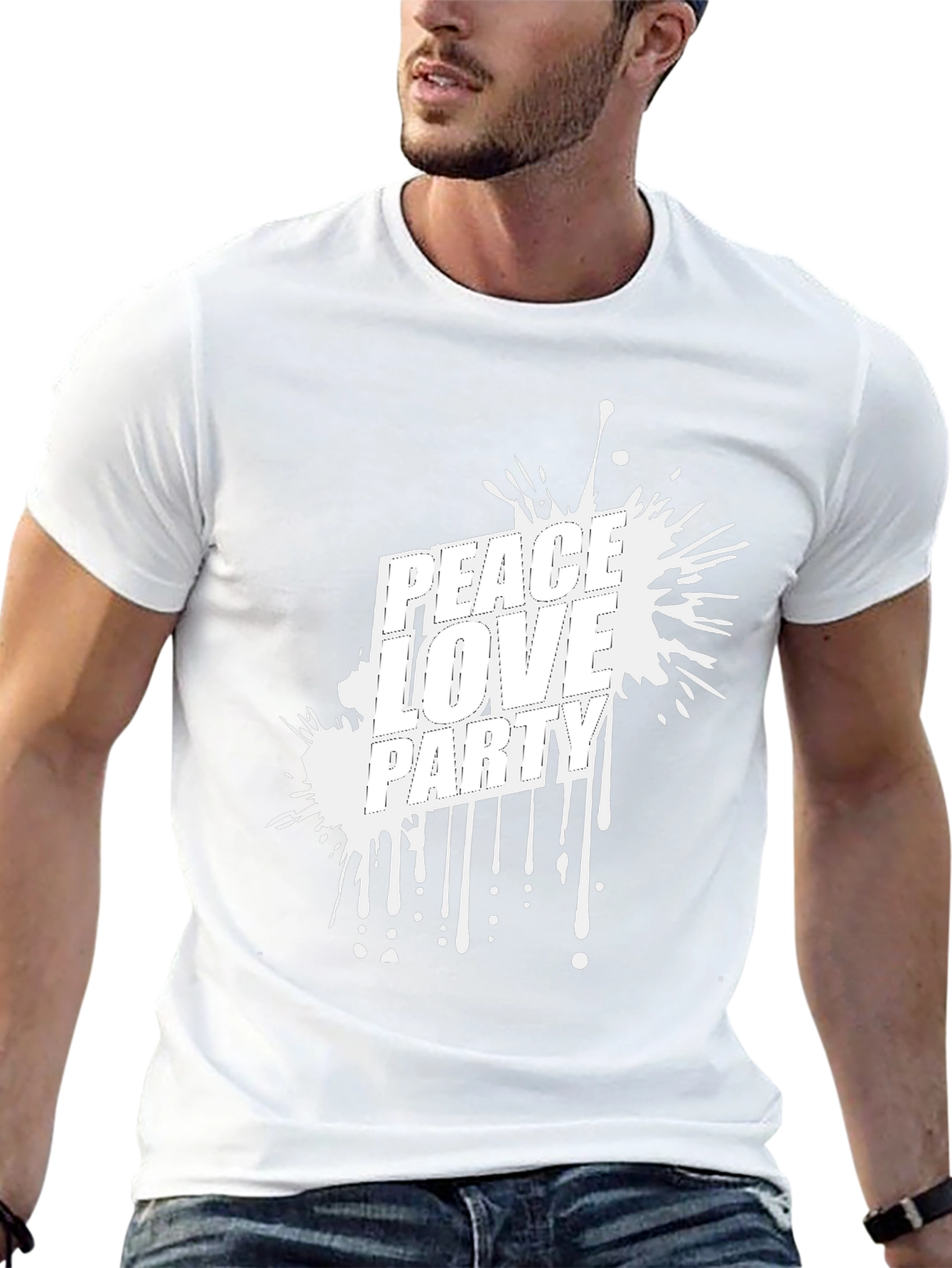 Peace Love Party Graphic Tee - Black Casual T-Shirt