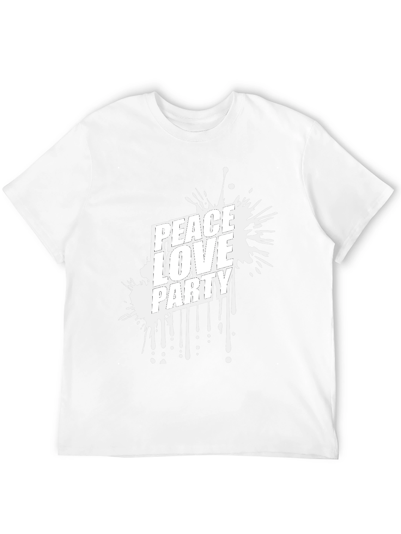 Peace Love Party Graphic Tee - Black Casual T-Shirt