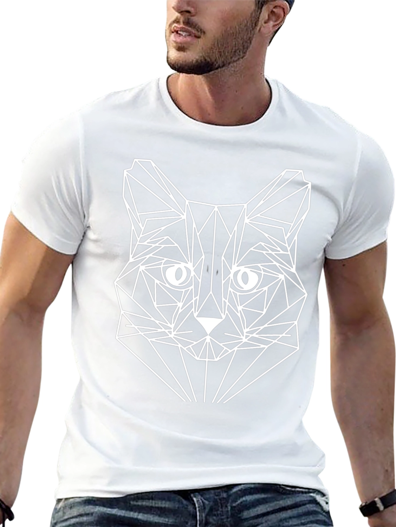 Geometric Cat T-Shirt - Modern Art Tee