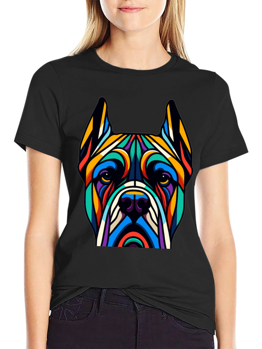 Colorful Dog Graphic Print T-Shirt