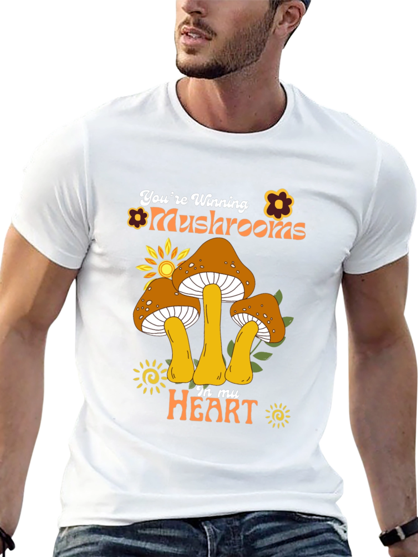 Youre Winning Mushrooms In My Heart Black T-Shirt