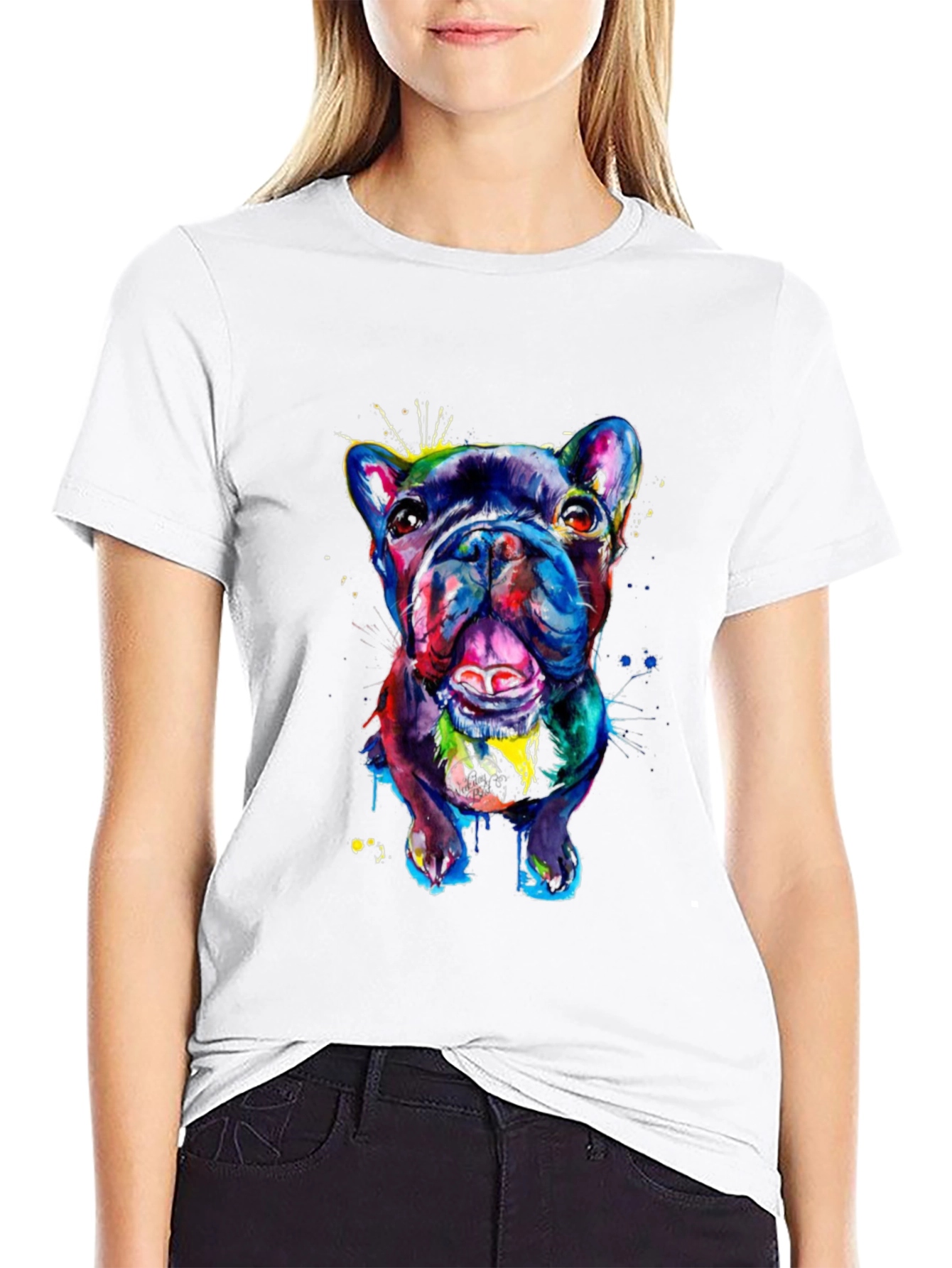 Vibrant Bulldog Graphic Tee - Mens Black T-Shirt