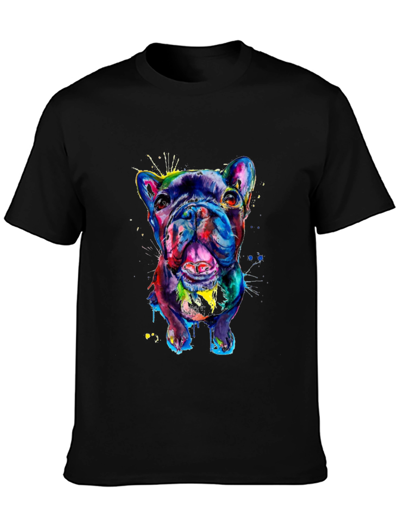 Vibrant Bulldog Graphic Tee - Mens Black T-Shirt