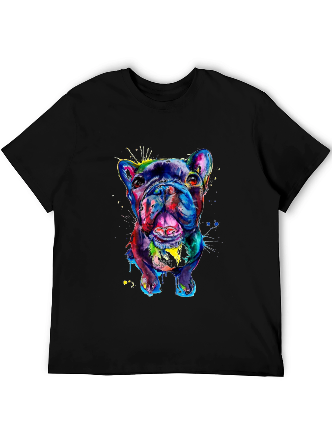 Vibrant Bulldog Graphic Tee - Mens Black T-Shirt