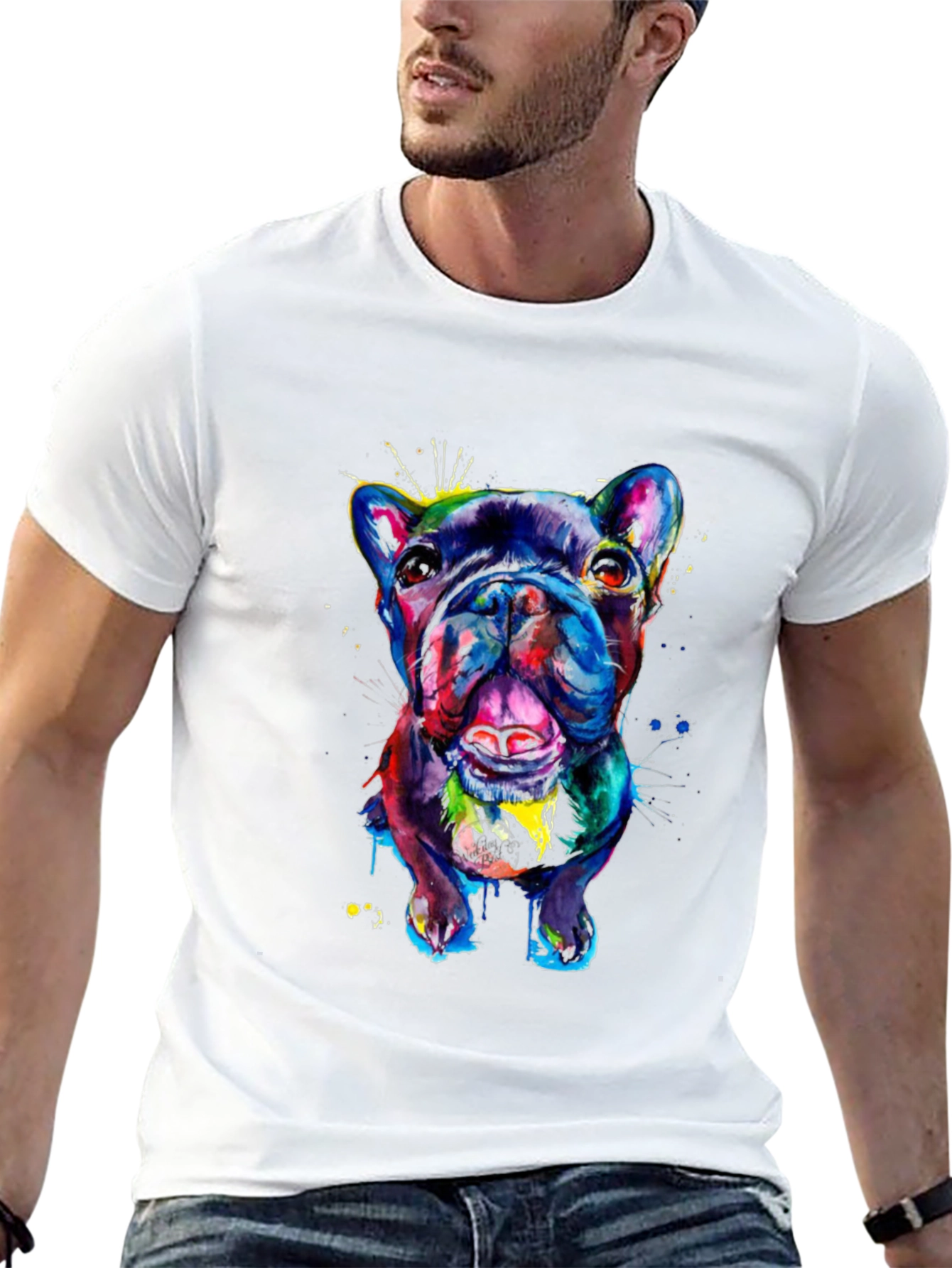 Vibrant Bulldog Graphic Tee - Mens Black T-Shirt