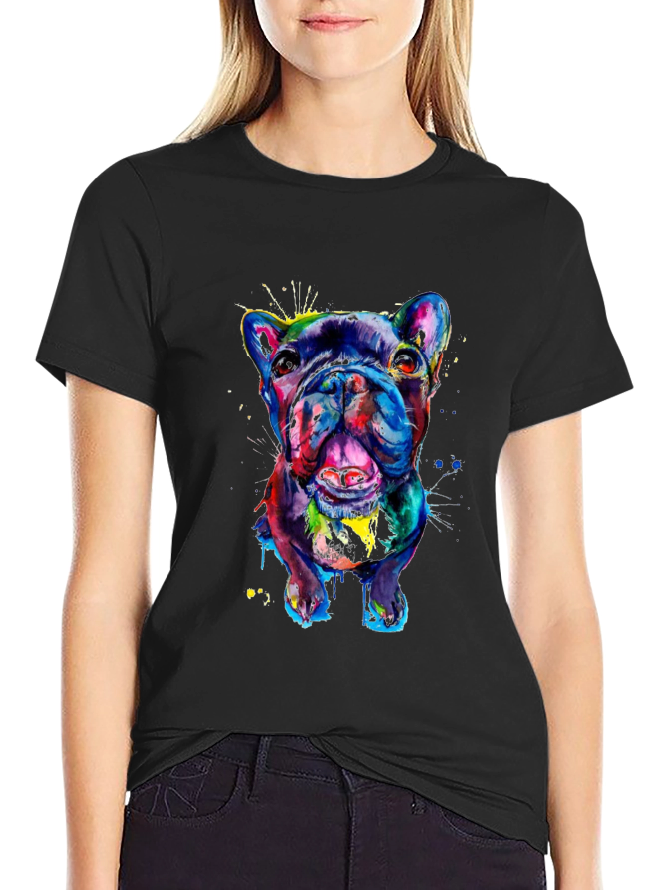 Vibrant Bulldog Graphic Tee - Mens Black T-Shirt
