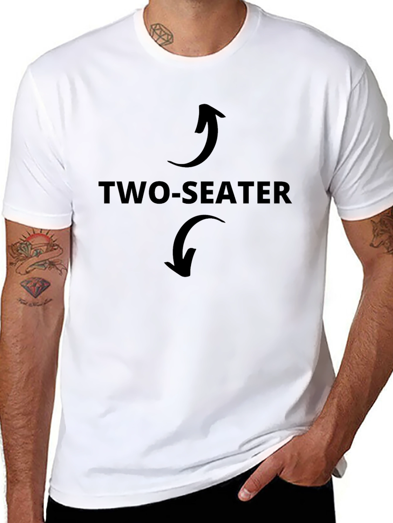 Two-Seater Graphic Tee - Black Cotton Casual Wear
