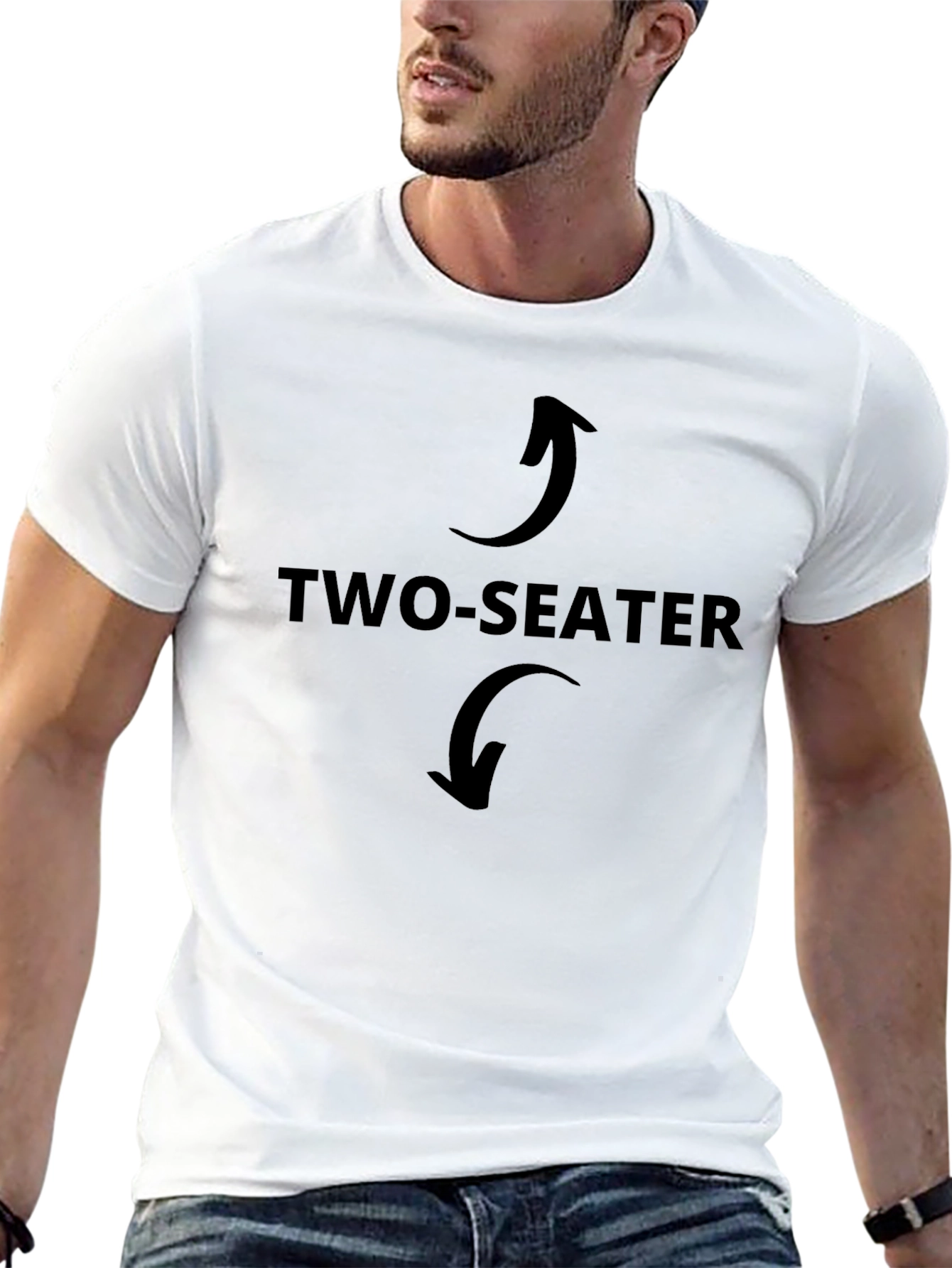 Two-Seater Graphic Tee - Black Cotton Casual Wear