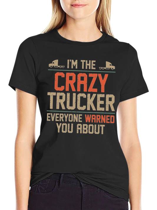 Crazy Trucker Graphic Tee - Black Cotton Blend