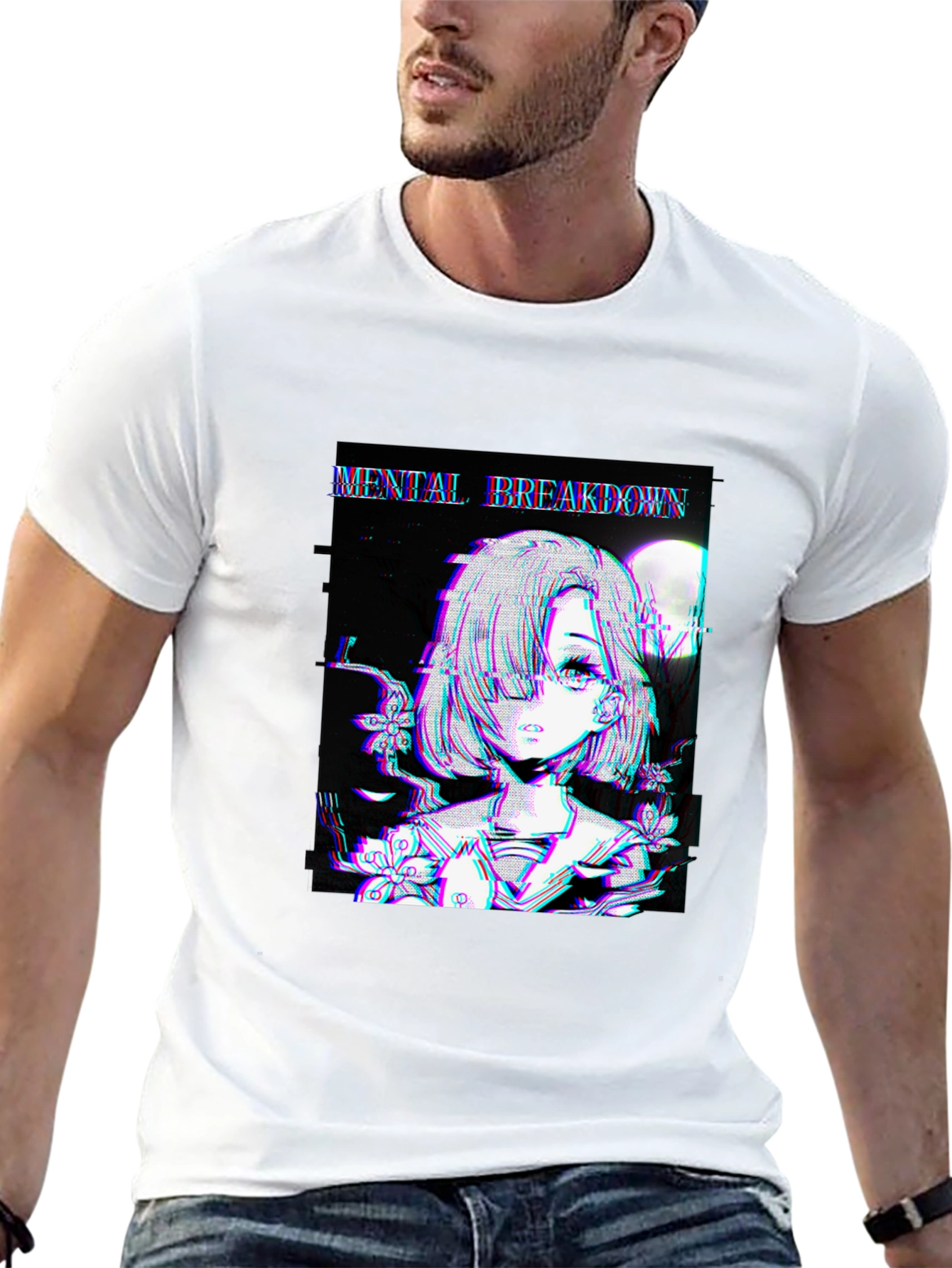 Mental Breakdown Anime Graphic Black T-Shirt