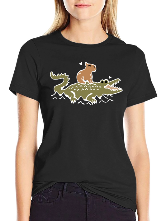 Capybara and Crocodile T-Shirt - Funny Graphic Tee