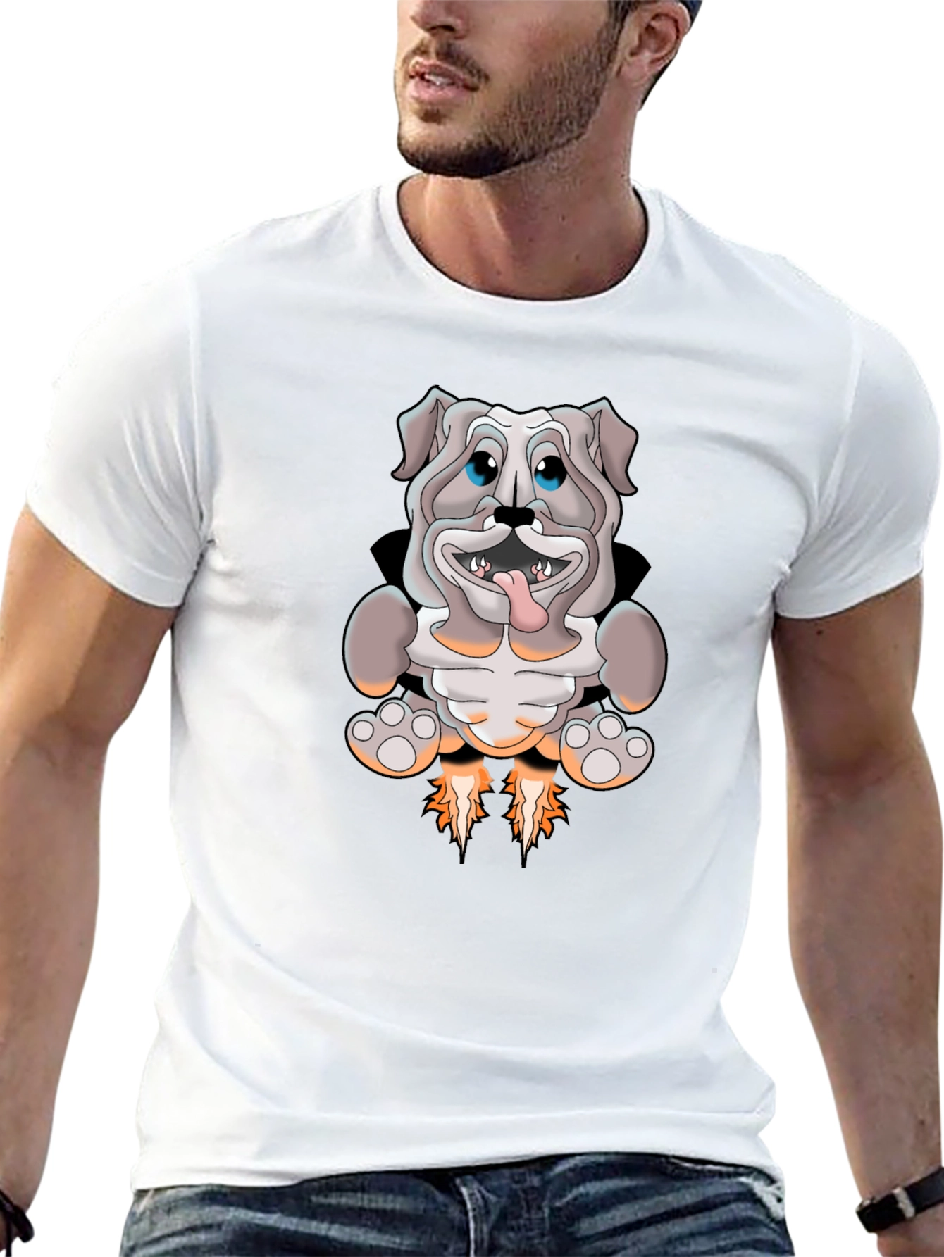 Bulldog Rocket T-Shirt - Black Cotton