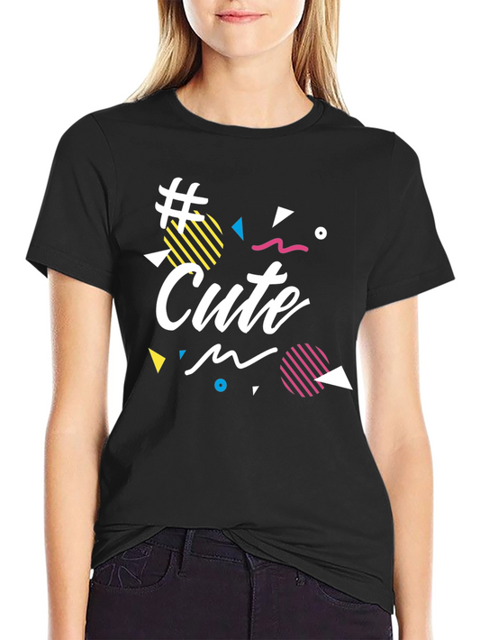 Cute Graphic Print Black T-Shirt