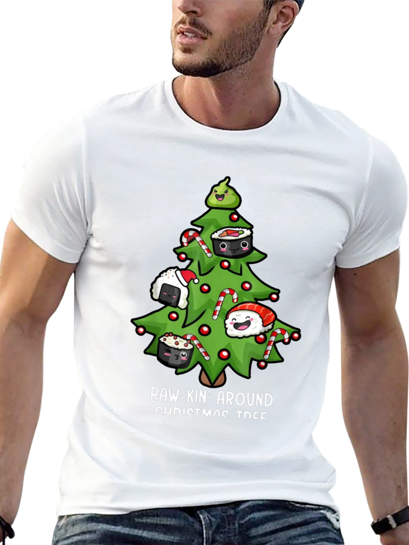 Raw-Kin Around Christmas Tree Sushi T-Shirt