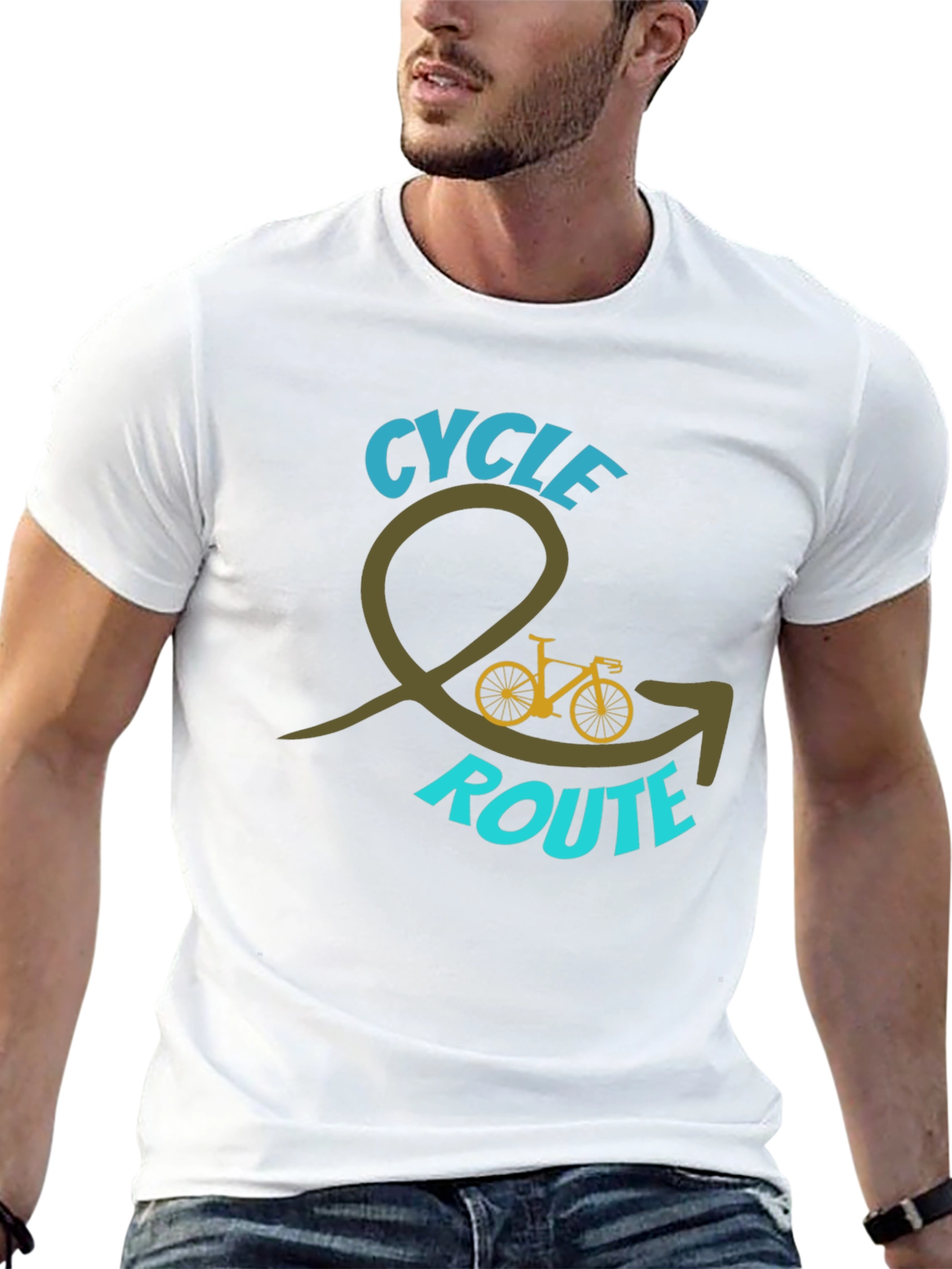 Cycle Route Graphic Tee - Black Cotton Blend Shirt