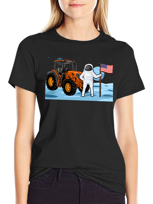 Astronaut Tractor Moon T-Shirt