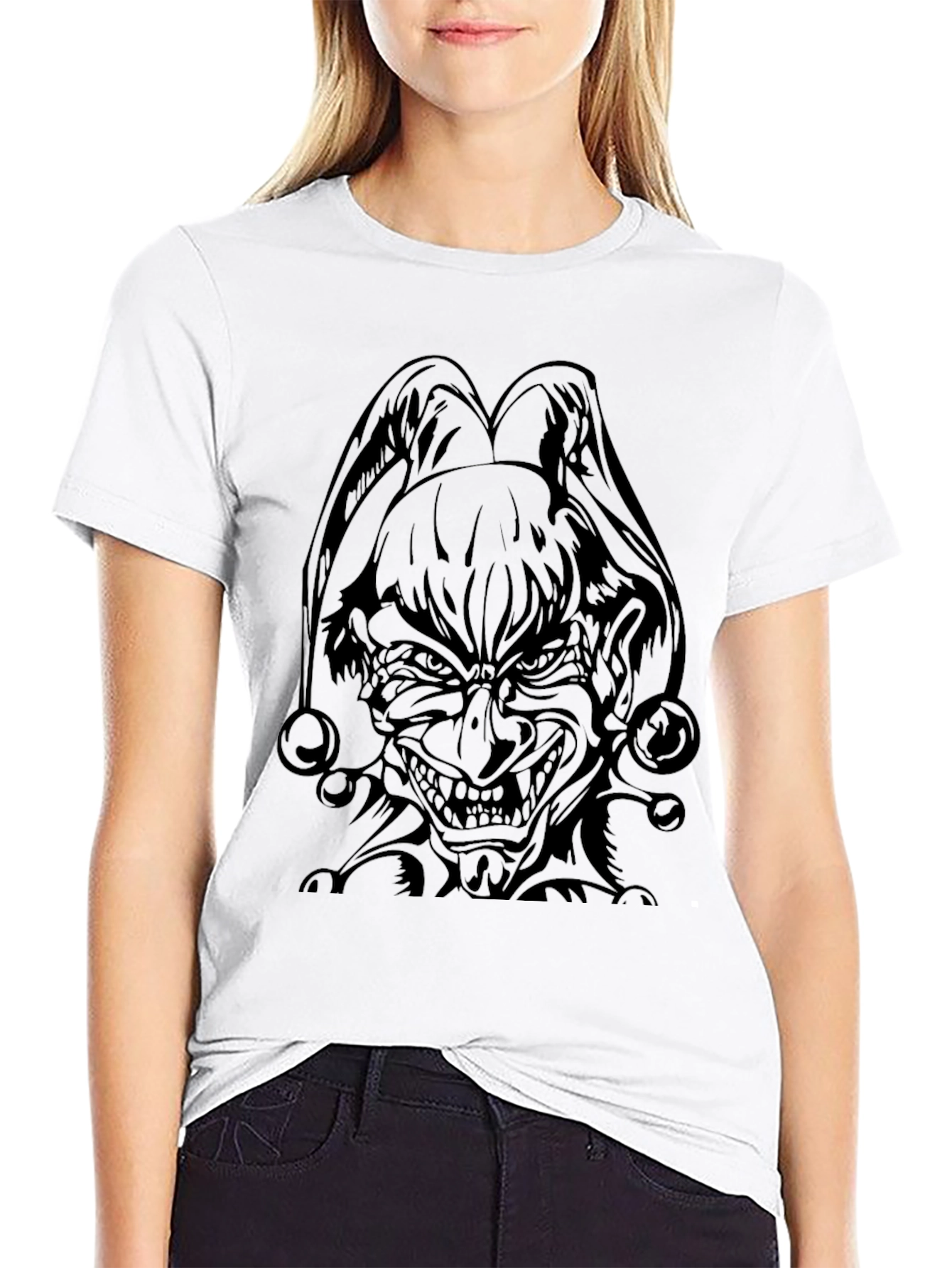 Mens Black Graphic Tee - Evil Jester Design