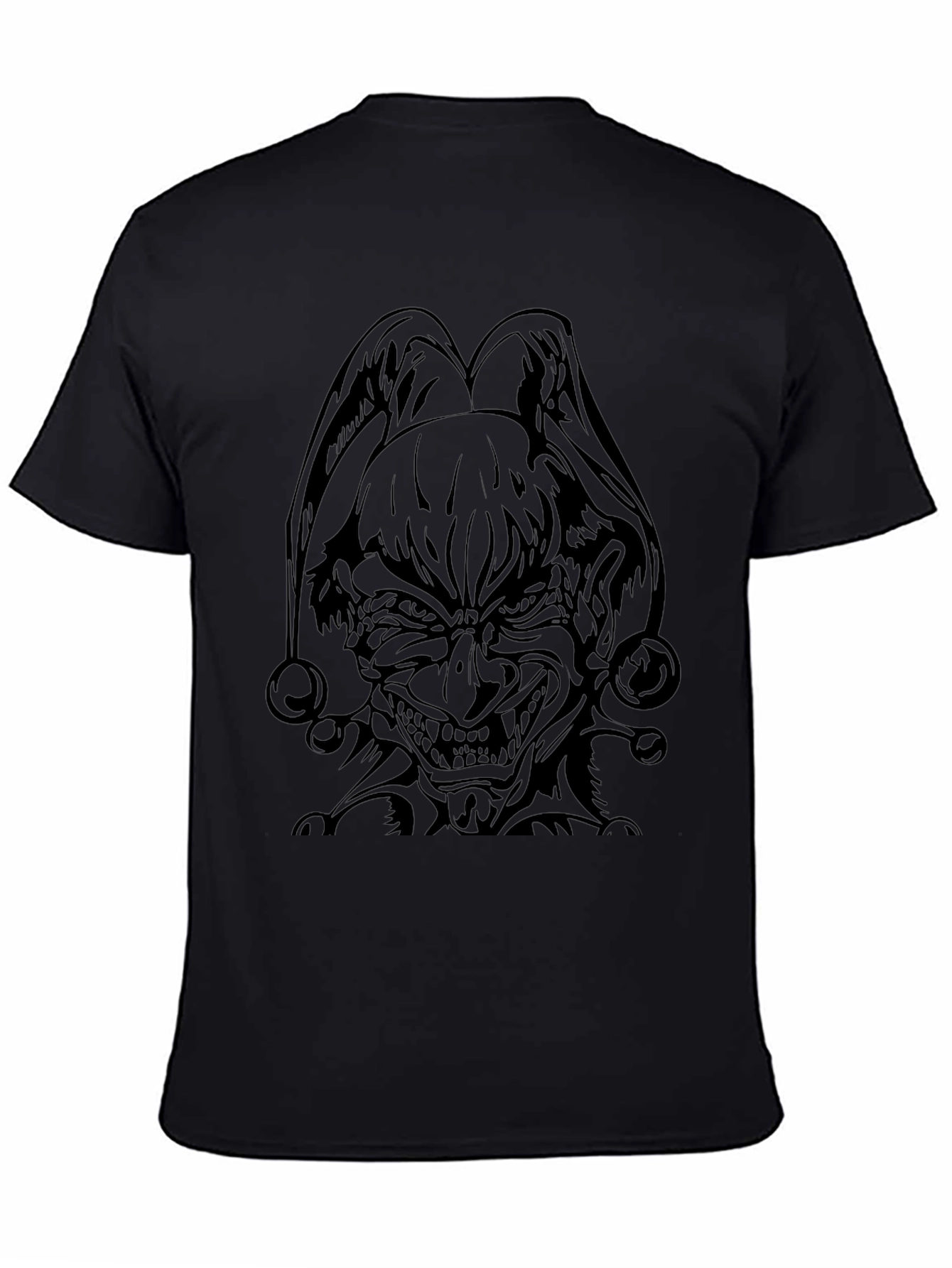 Mens Black Graphic Tee - Evil Jester Design