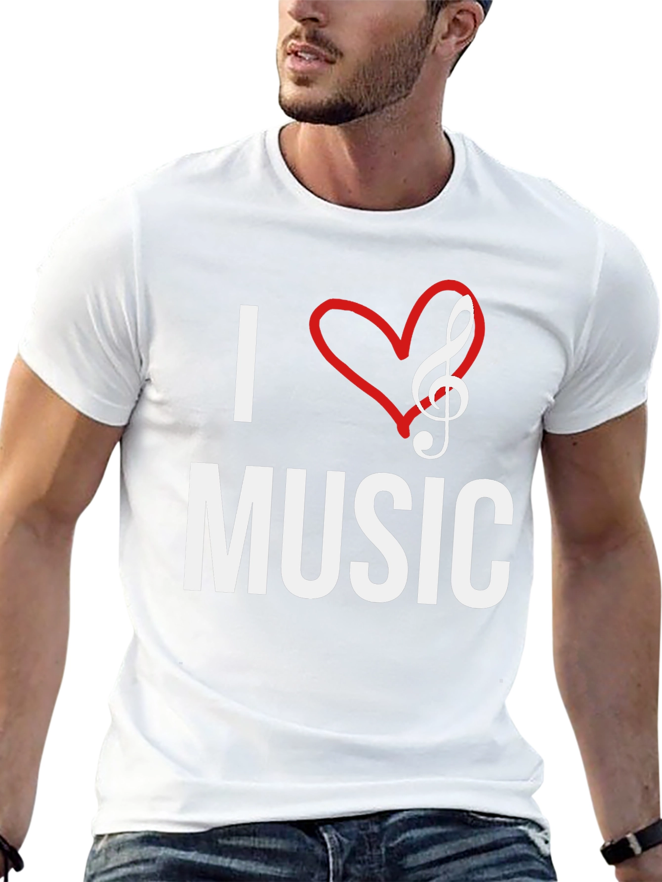 I Love Music Graphic Tee - Black Cotton T-Shirt