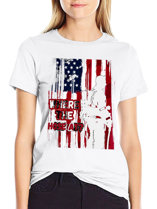 Firefighter USA Flag Graphic T-Shirt