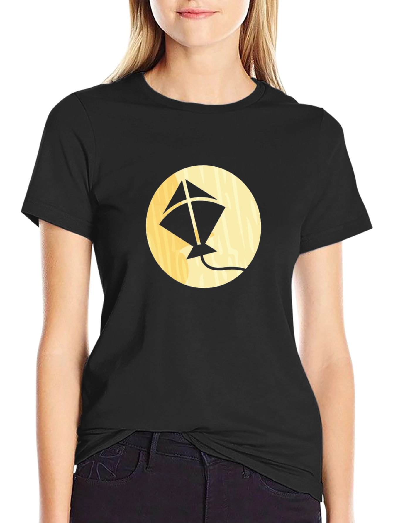 Kite Graphic Tee - Black Cotton Casual Shirt