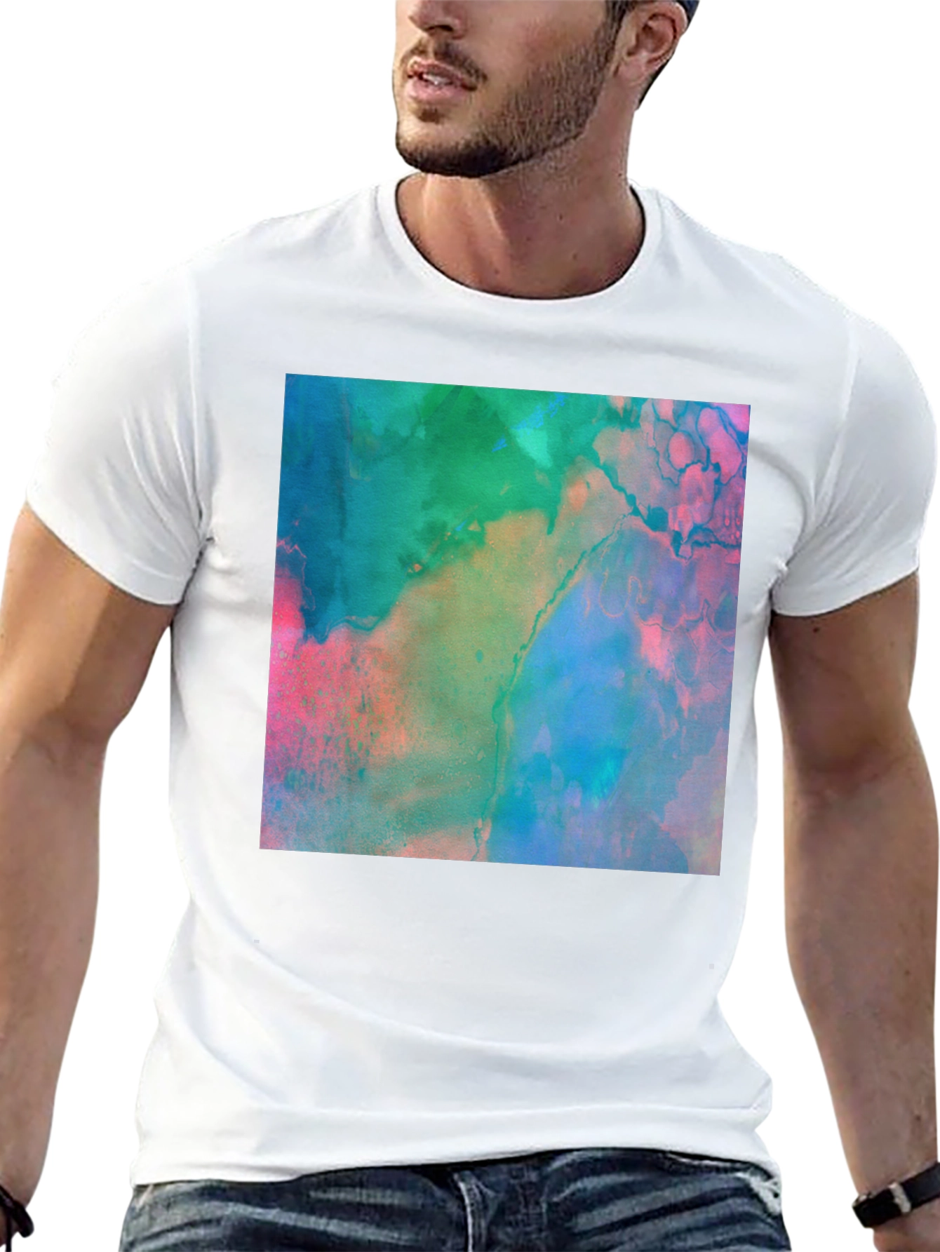 Abstract Art Print Black Tee - Modern Style