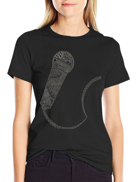 Abstract Microphone Graphic Tee - Black