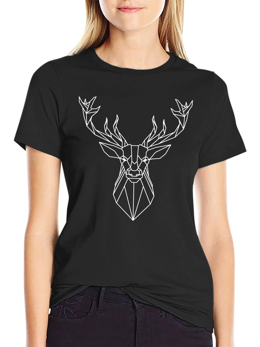Geometric Deer Graphic Tee - Modern Style
