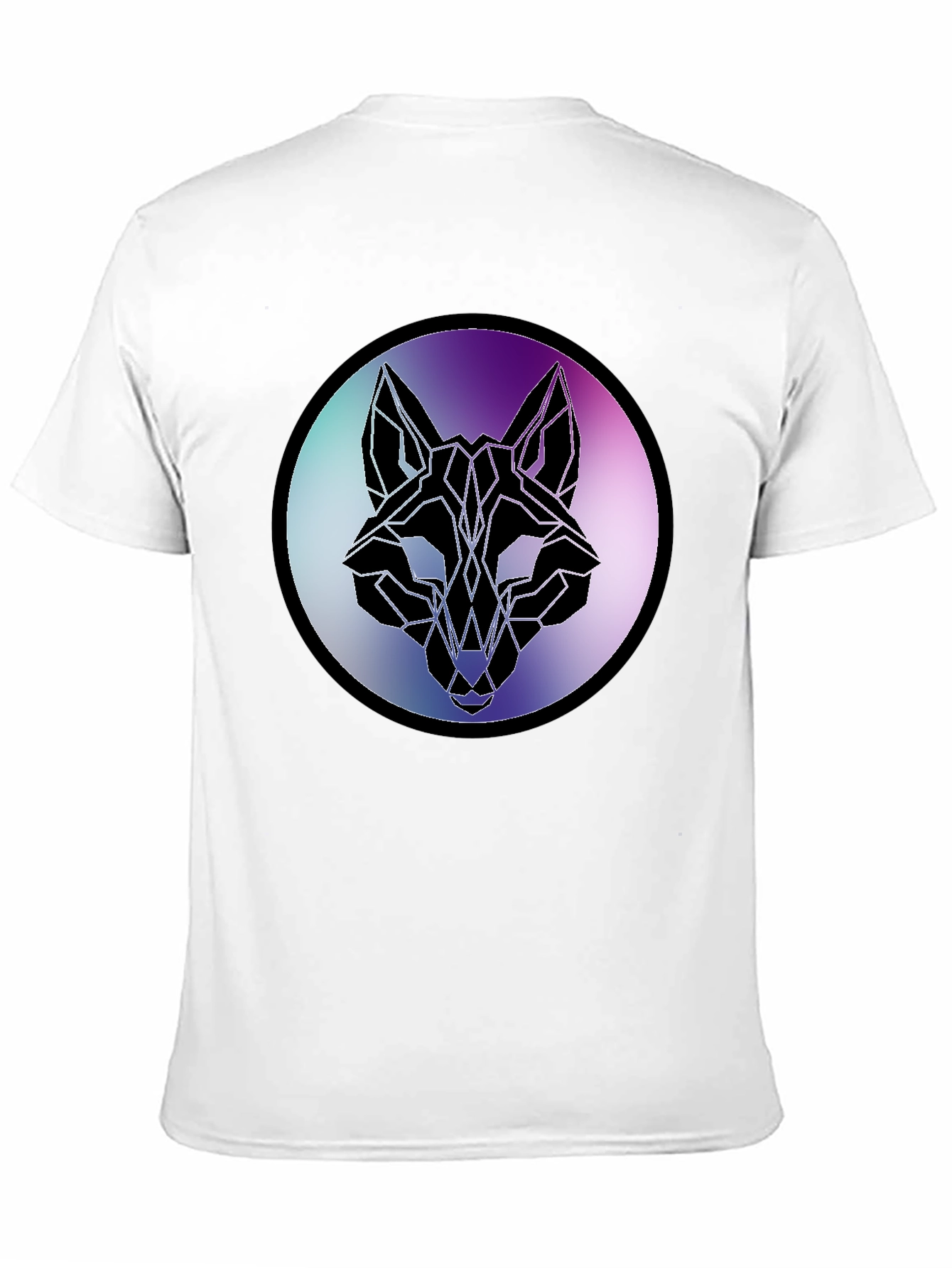 Geometric Wolf Head Graphic Tee - Black