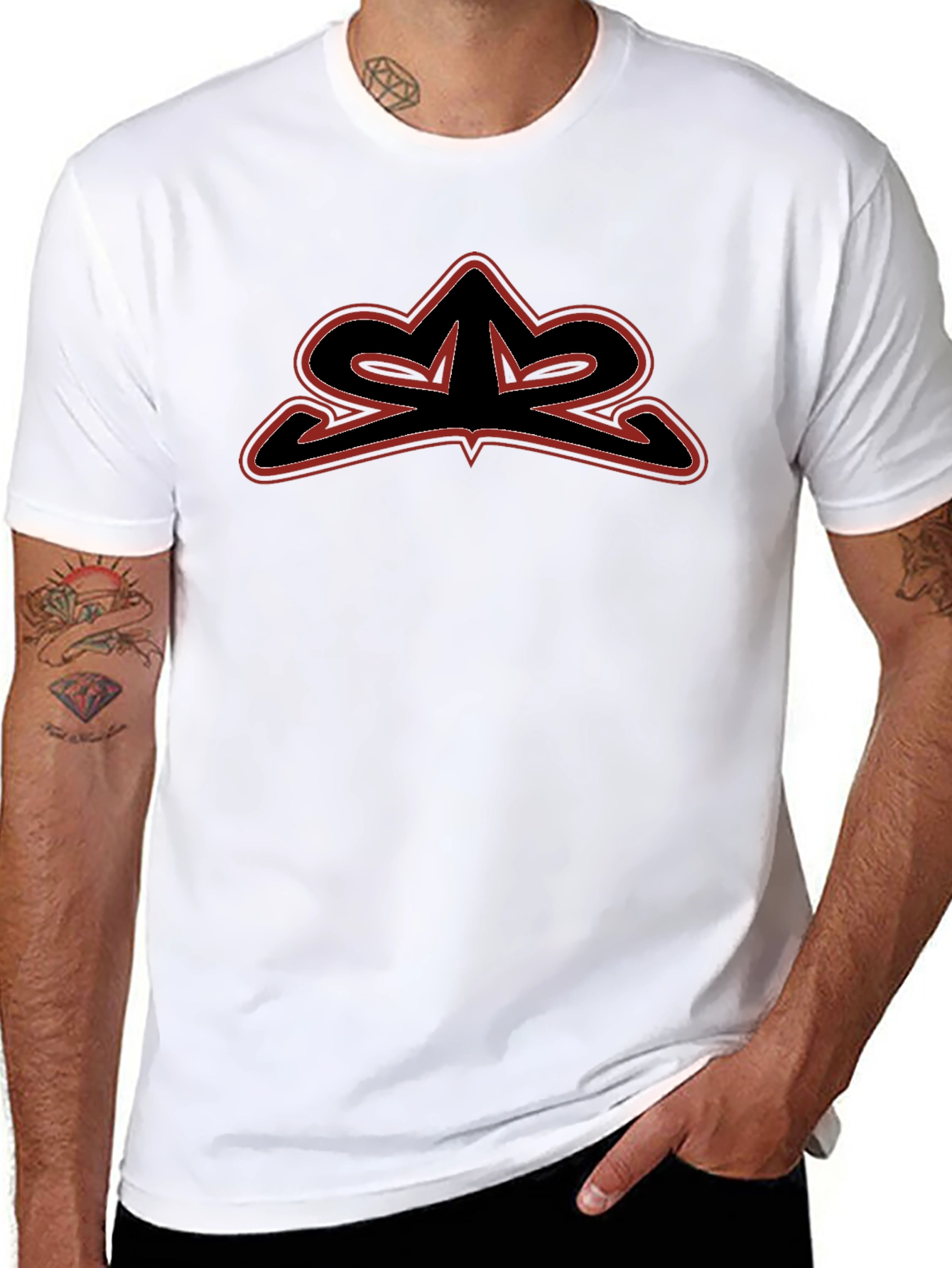 Mens Black Graphic Tee - Edgy Logo Design