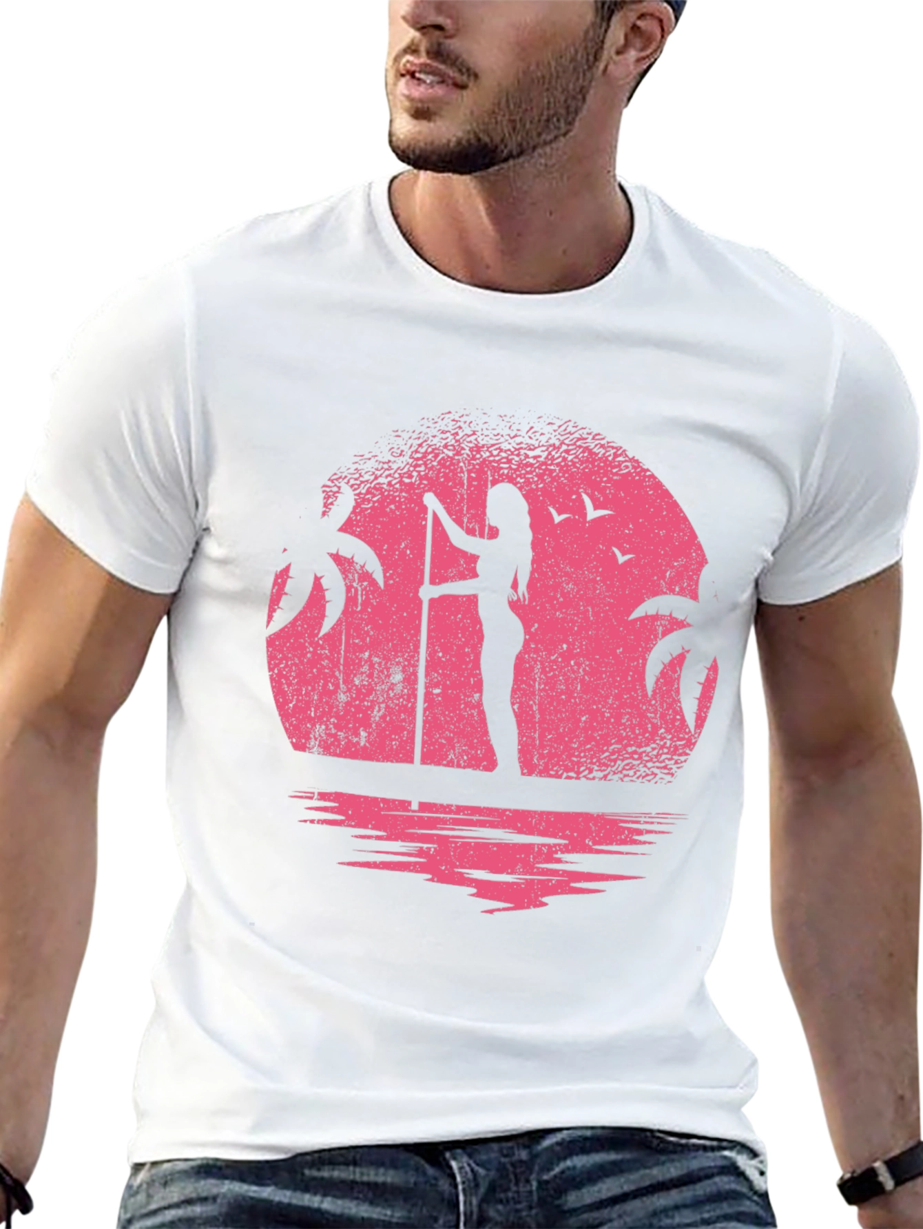 Sunset Paddleboard T-Shirt - Black Graphic Tee