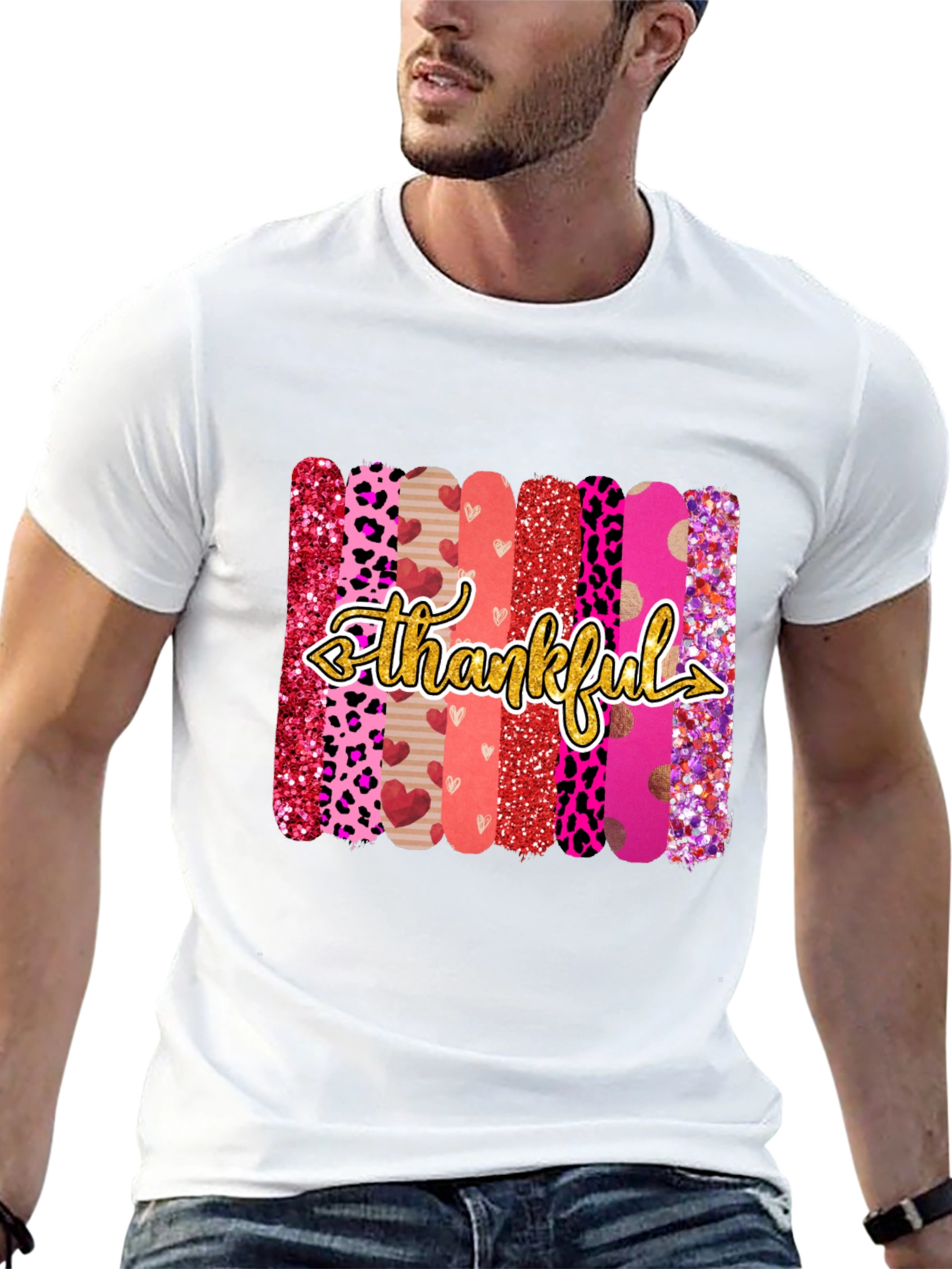 Thankful Graphic Print Crew Neck T-Shirt