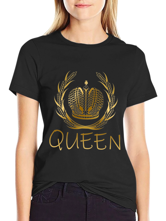Queen Crown Graphic Tee - Gold Print