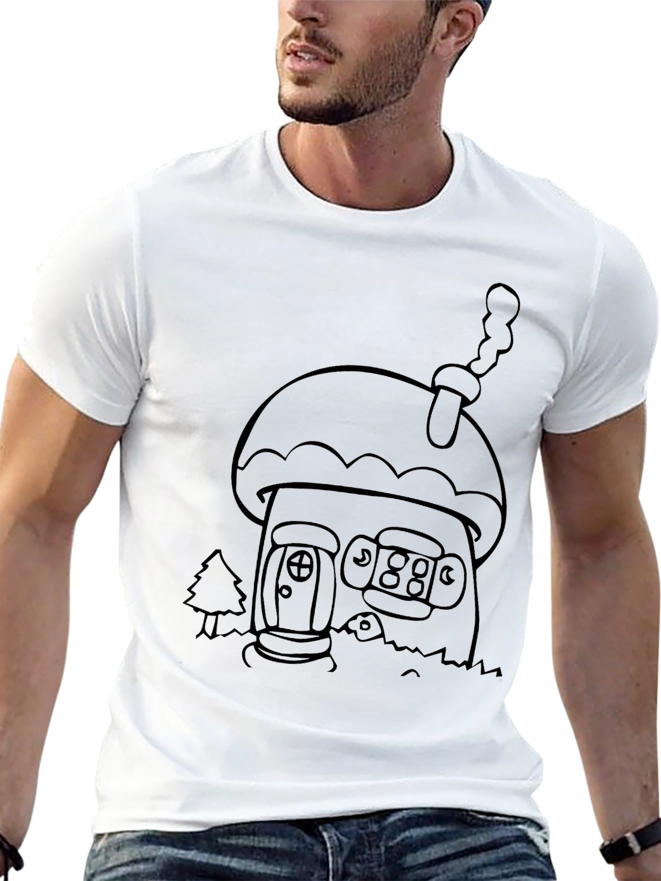 Black Mushroom House Graphic Tee
