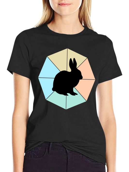 Geometric Bunny Black T-Shirt