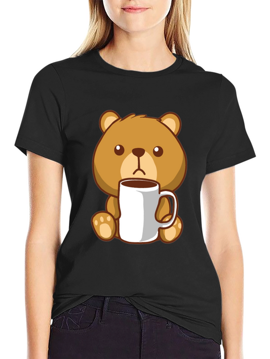 Cute Bear Coffee Lover Black T-Shirt