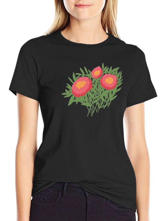 Floral Graphic Print Tee - Black Casual Shirt