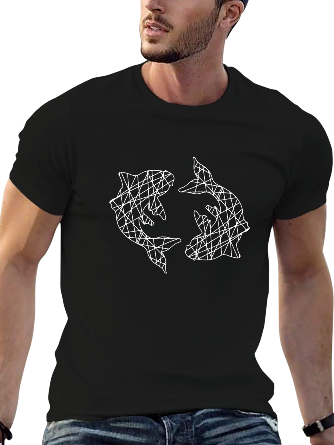 Geometric Dolphin Graphic Tee - Stylish & Unique Design
