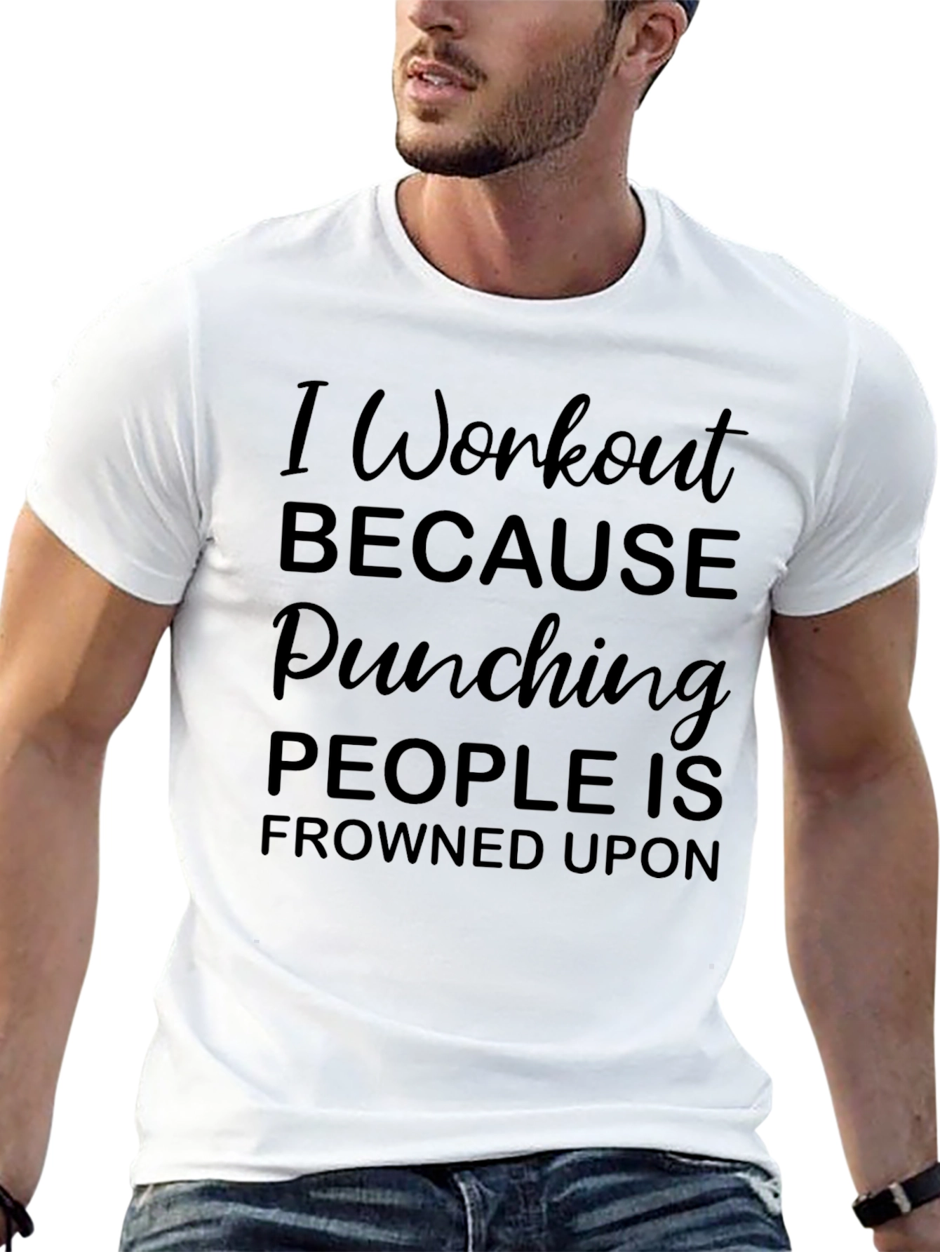 Workout Humor Tee - Punching Frowned Upon