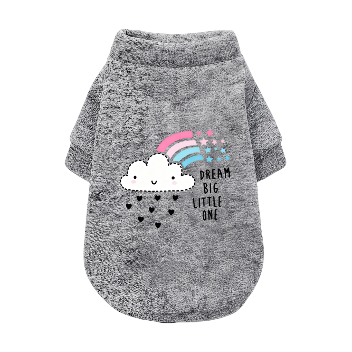 Dream Big Little One Rainbow Cloud Pet Cardigan Sweater, Soft White Cute Puppy Top