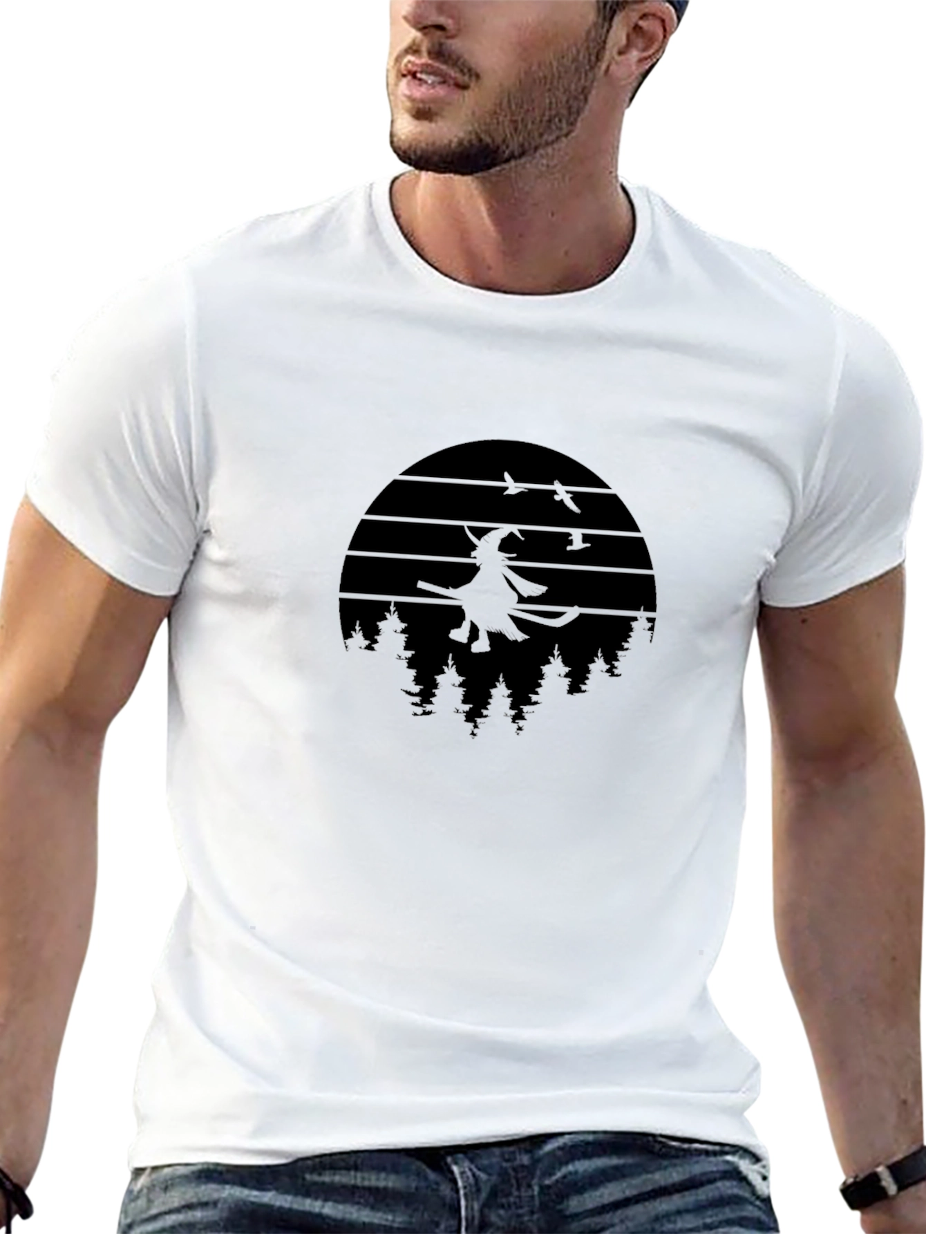 Witch on Broomstick Graphic Tee