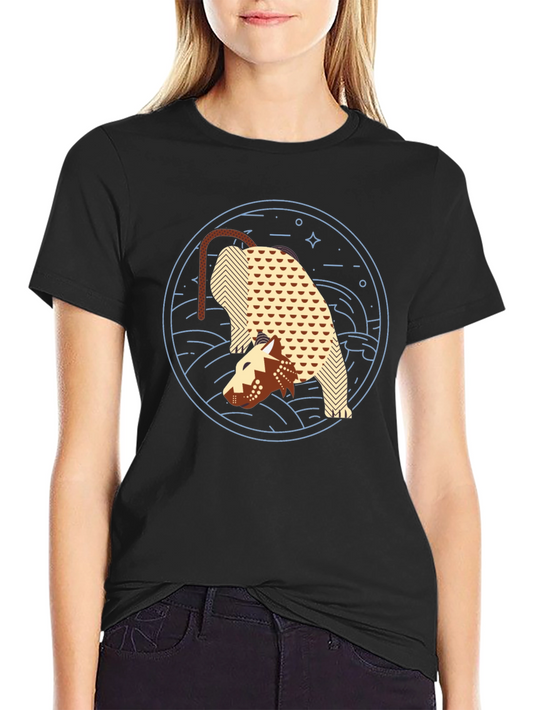Abstract Anteater Graphic Tee - Black Cotton T-Shirt