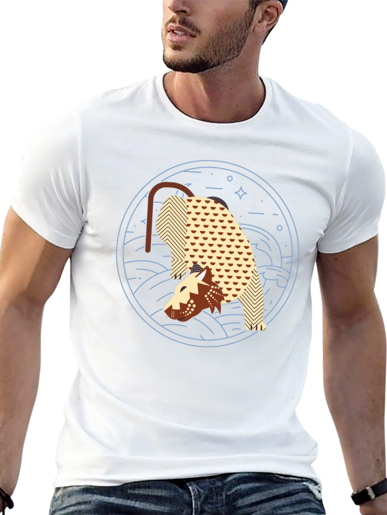Abstract Anteater Graphic Tee - Black Cotton T-Shirt