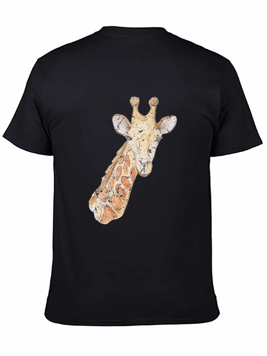 Giraffe Print Black T-Shirt - Casual Wear