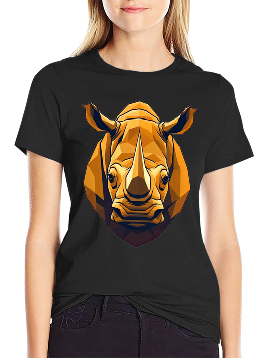 Geometric Rhino Graphic Tee - Black
