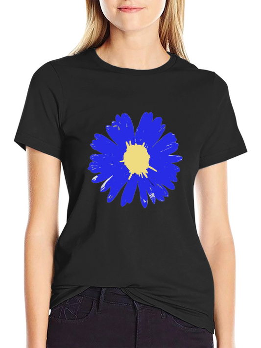 Blue Daisy Graphic Tee - Mens Black T-Shirt