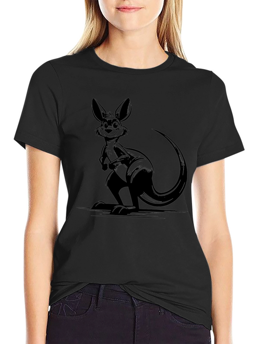 Cool Kangaroo Graphic Tee - Black Cotton Comfort