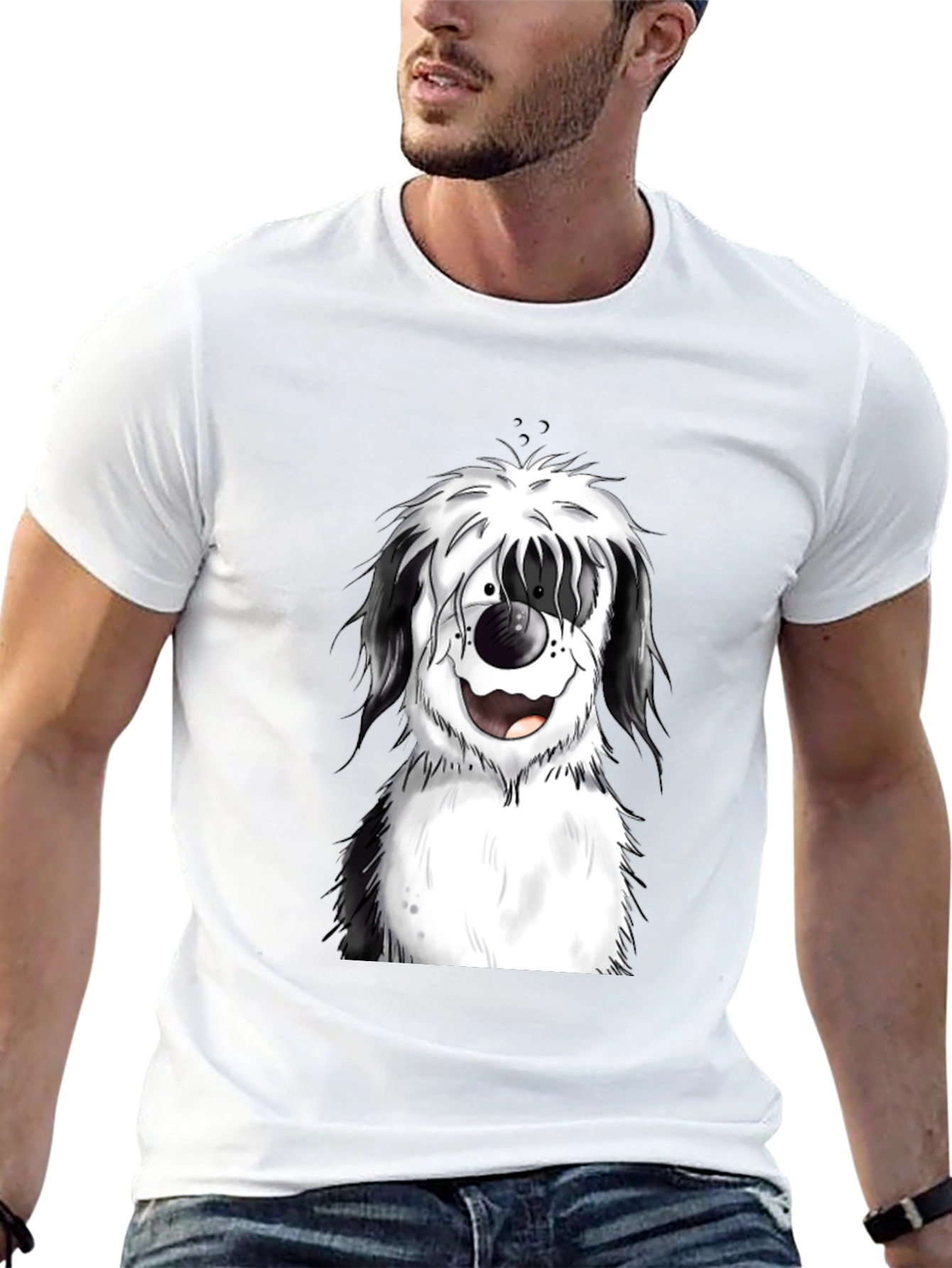 Dog Cartoon Graphic Black T-Shirt